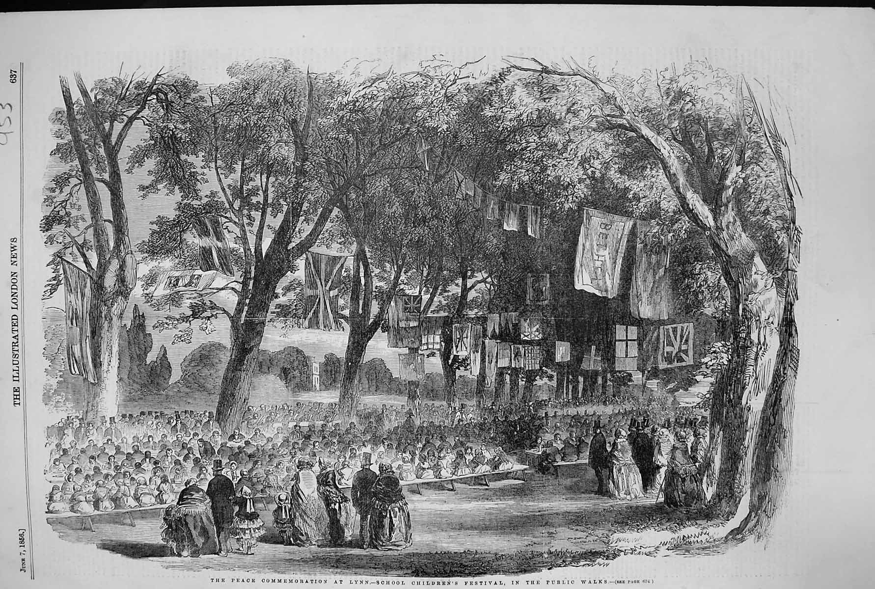 Old 1856 Peace Commemoration Lynn School Children Festival Public Wal Victorian