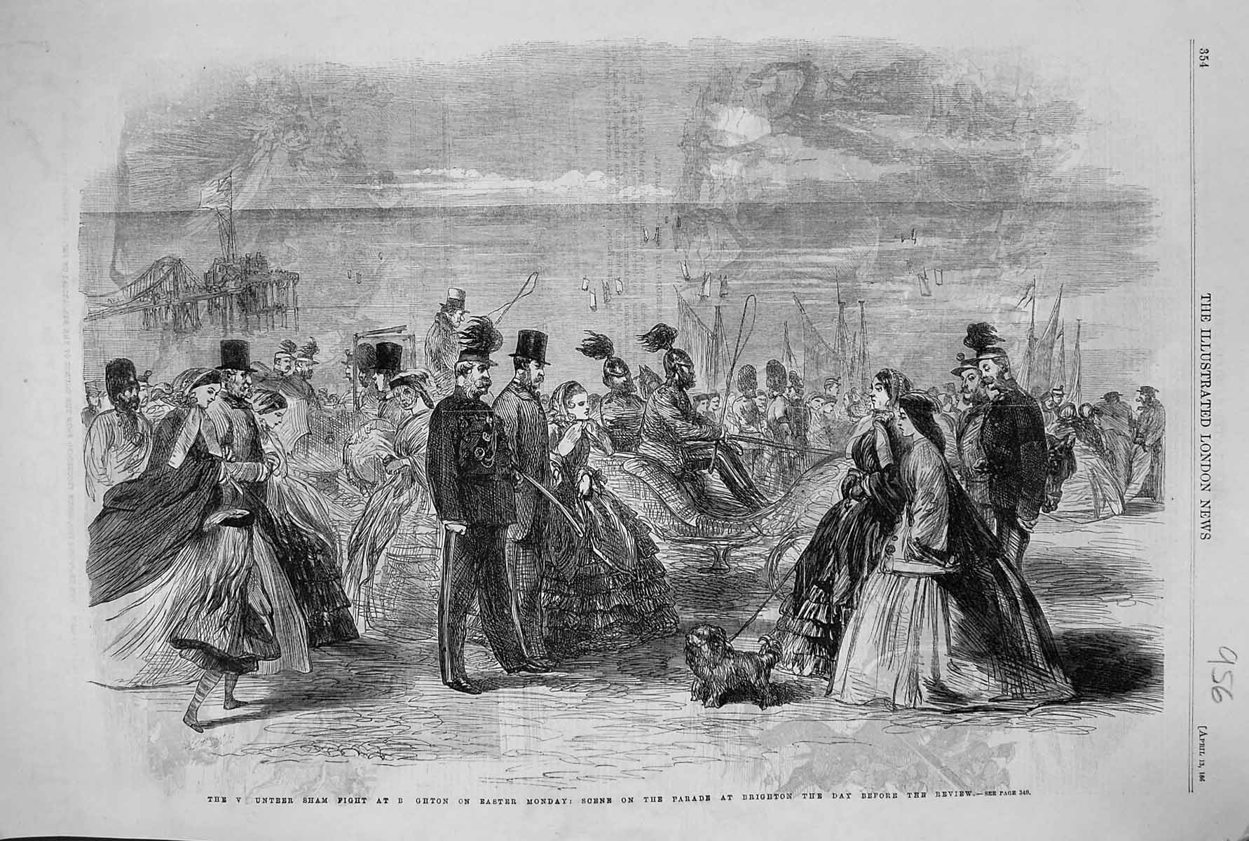 Antique Print 1861 Volunteer Sham Fight Brighton Parade Easter Monday Siers