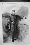 Antique Print 1861 Major Anderson Commandant Fort Sumter Charleston Harbour