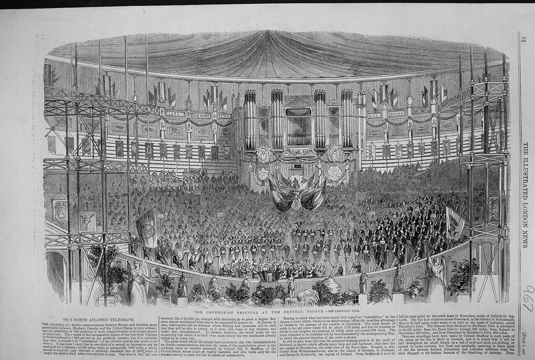 Old 1860 French Orpheonist Festival Crystal Palace Music London Engla Victorian