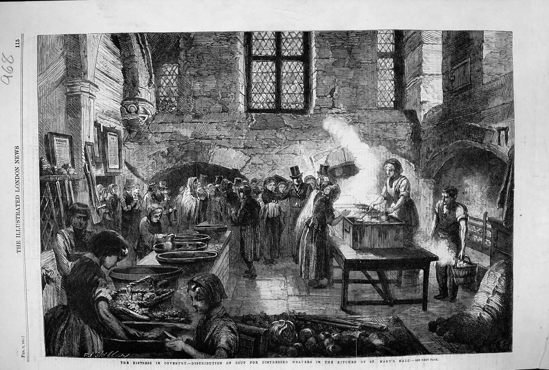 Old *6070 1861 Distress Coventry Distribution Soup Weavers Kitchen St