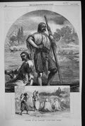 Original Old Antique Print 1857 Boatmen Bosphorus Sweet Waters Transport 19th