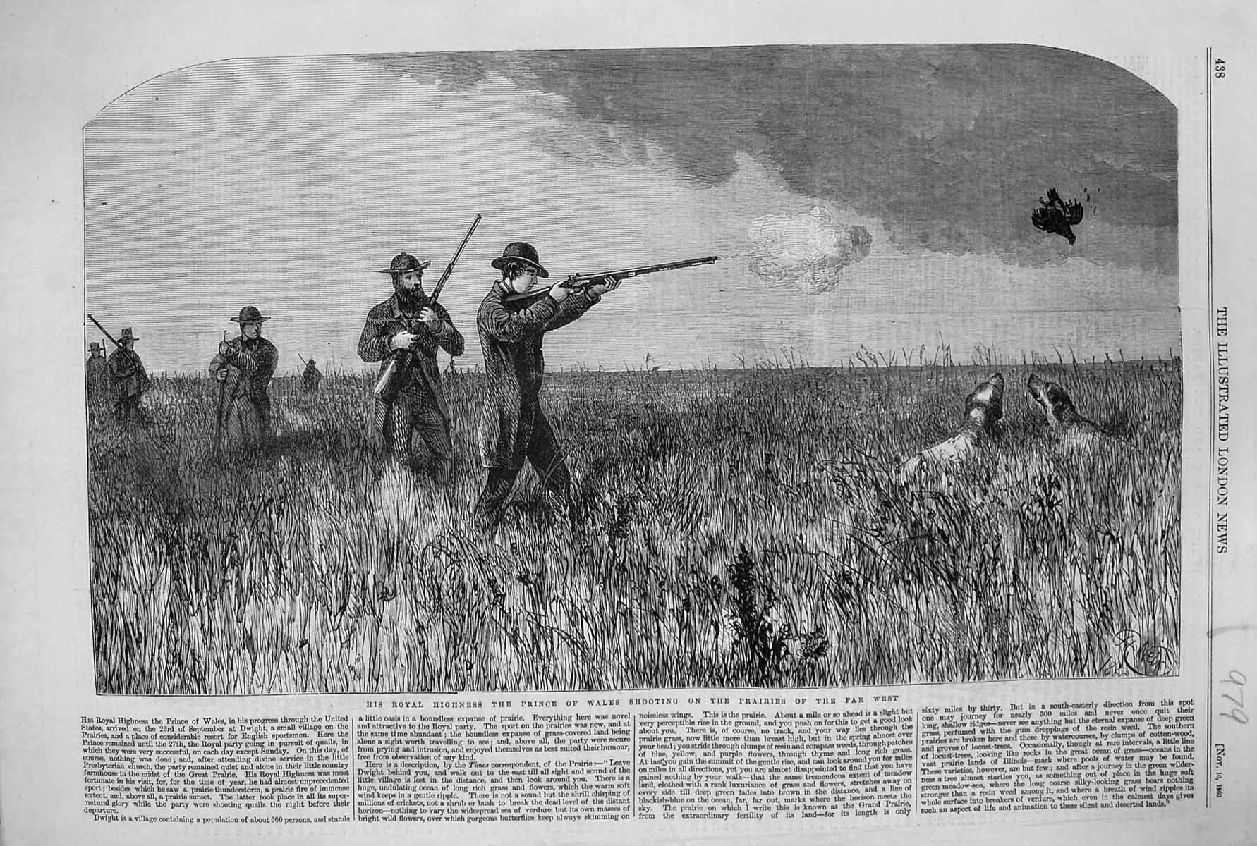 Old 1860 Royal Highness Prince Wales Shooting Prairies America Huntin Victorian