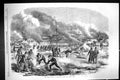 Original Old Antique Print 1867 View Main Street Yokohama Japan Great Fire 19th
