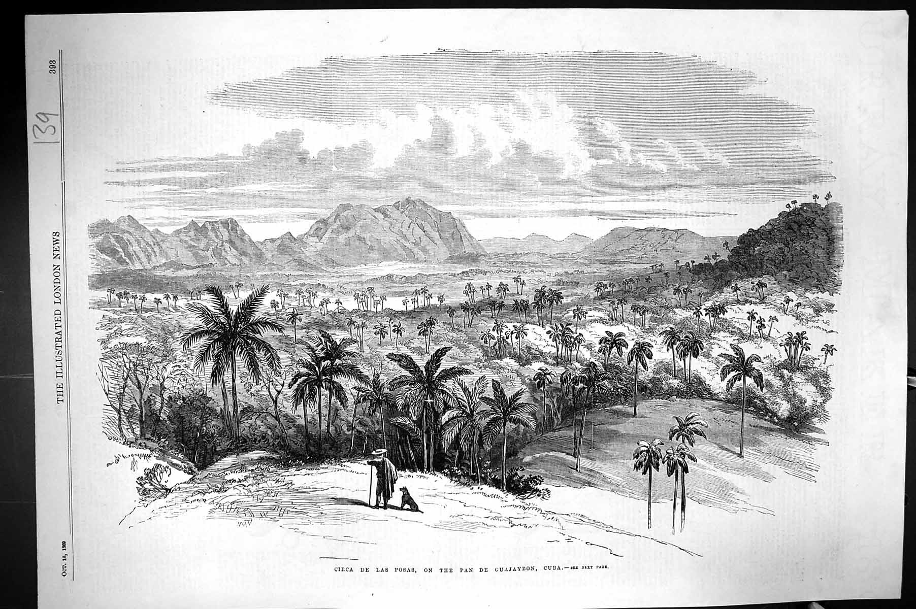 Old 1869 View Circa De Las Posas Pan De Guajaybon Cuba South America Victorian