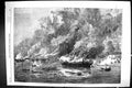Old 1869 Scene Destruction Ships Fire Bordeaux Harbour France Fine Ar Victorian