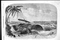 Original Old Antique Print 1857 Bore Great Tidal Wave Calcutta India Ship Wreck