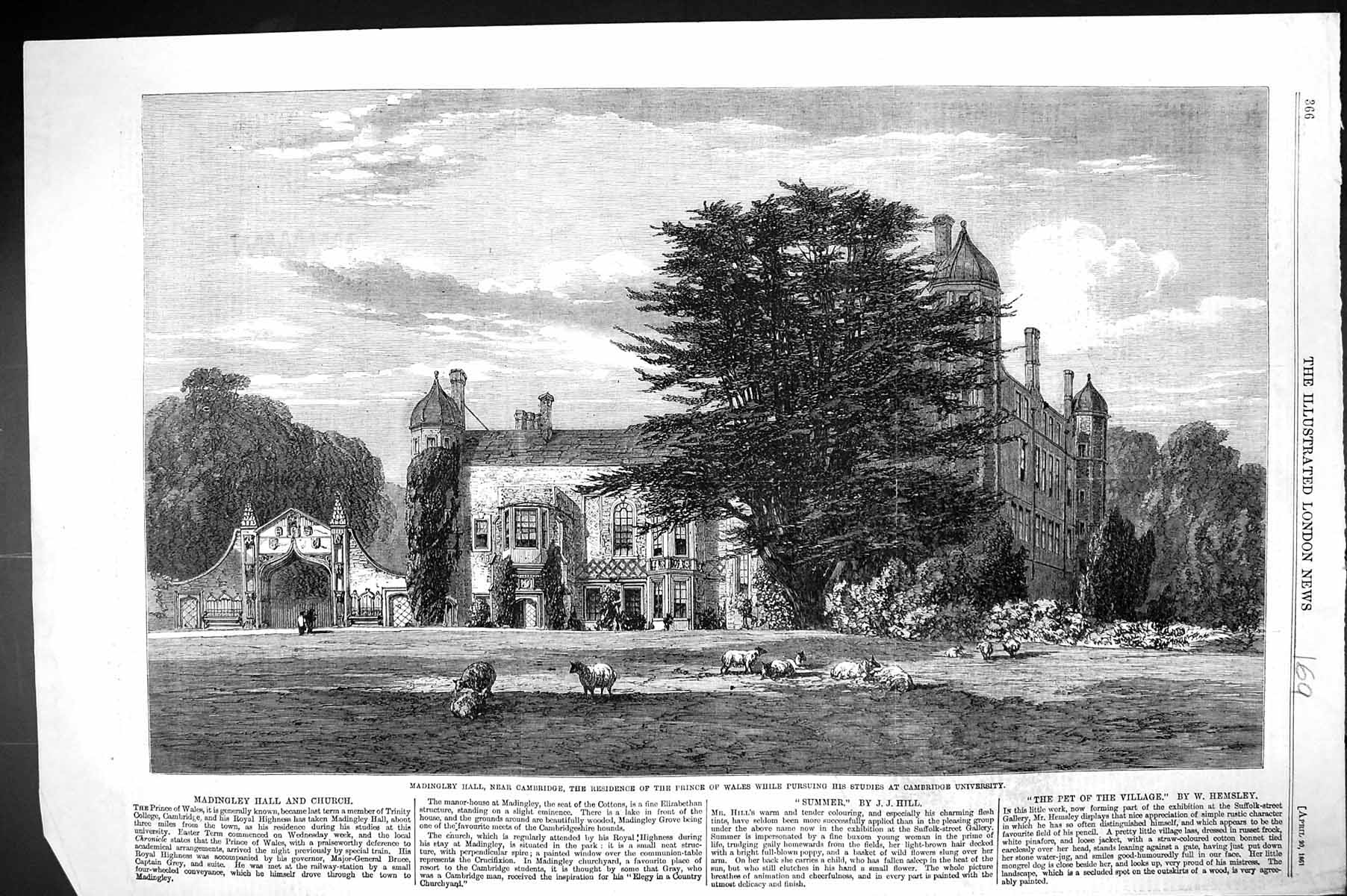 Old 1861 Prince Wales Madingley Hall Cambridge University Architectur Victorian