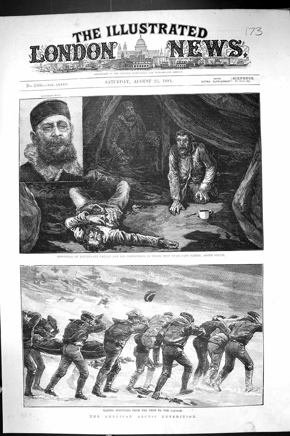 Old 1884 American Arctic Expedition Discovery Lieutenant Greely Cape Victorian