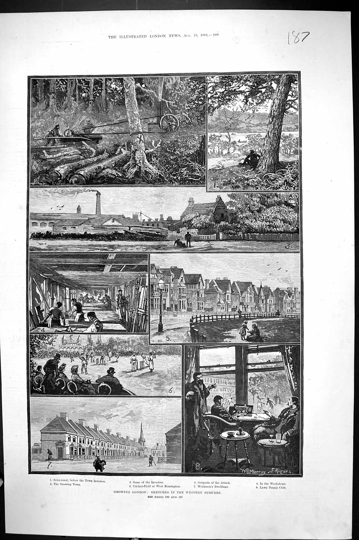 Old 1884 London Western Suburbs Lawn Tennis Club Cricket Kensington W Victorian