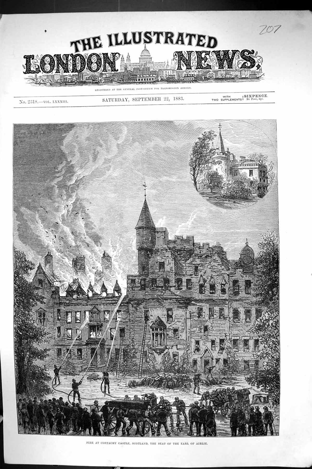 Old 1883 Fire Cortachy Castle Scotland Architecture Earl Airlie Firem Victorian