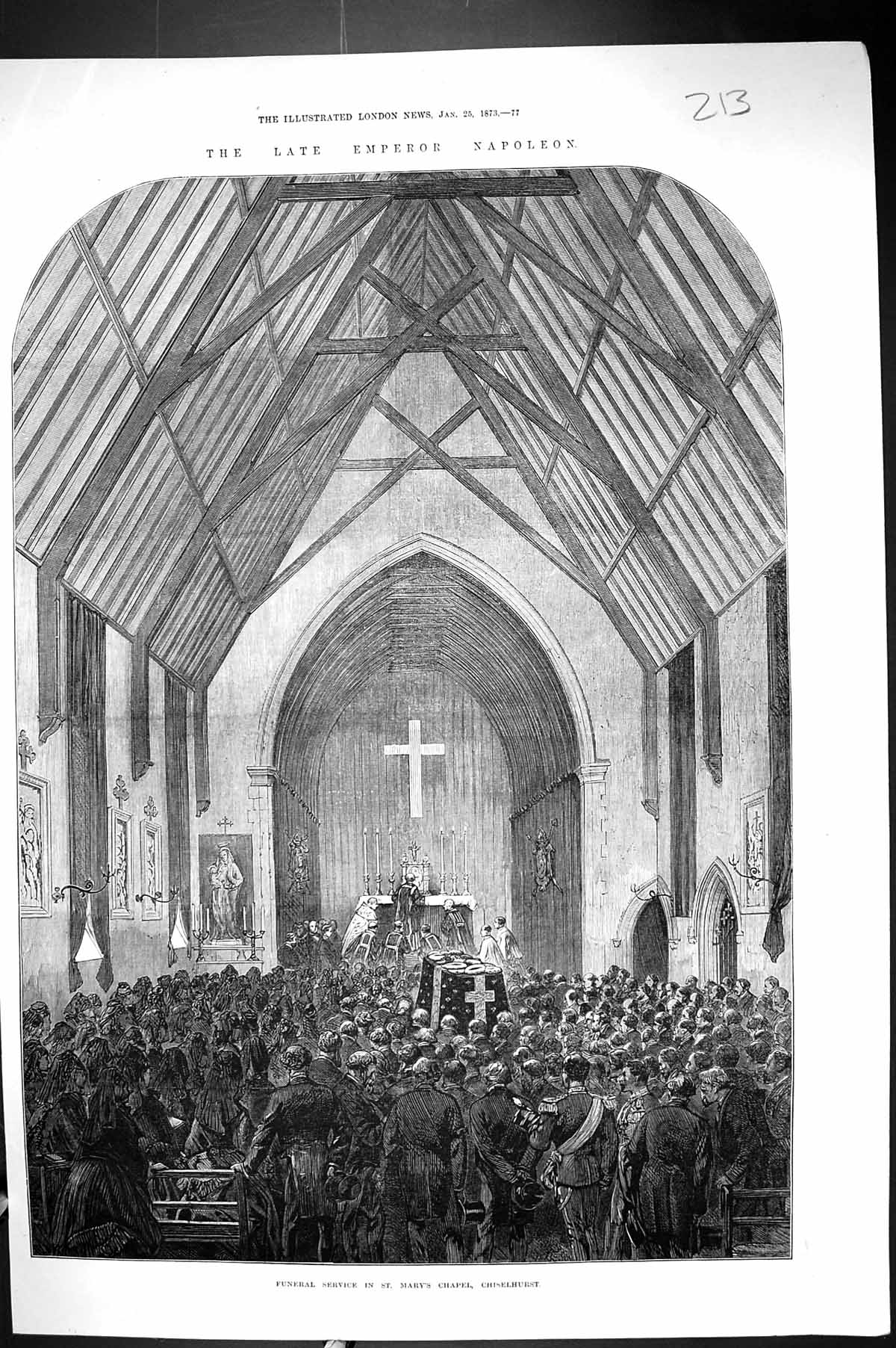 Old 1873 Funeral Service Emperor Napoleon St. Mary'S Chapel Chiselhur Victorian