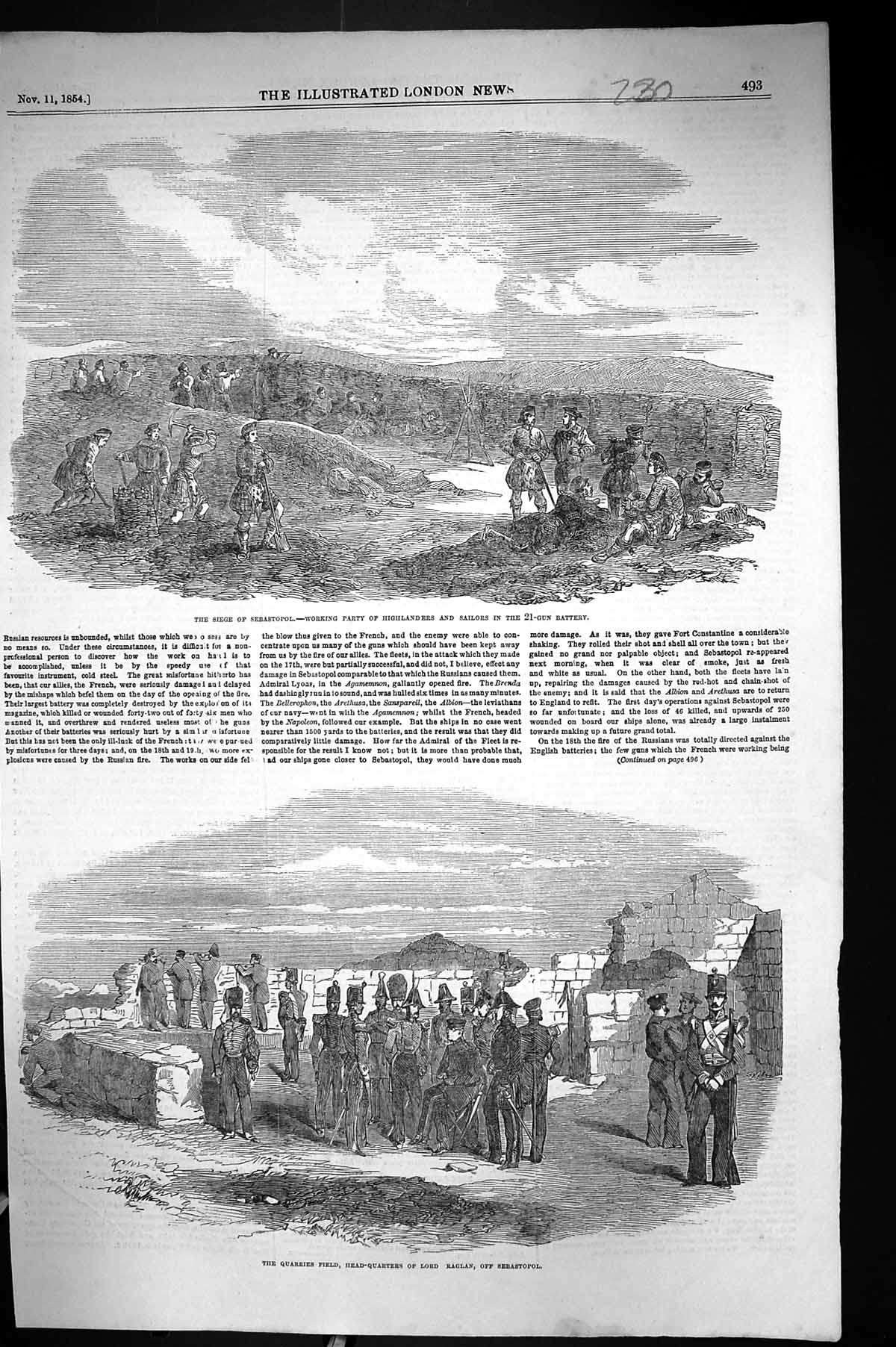 Old 1854 Siege Sebastopol Highlanders Sailors Quarries Field Lord Rag Victorian