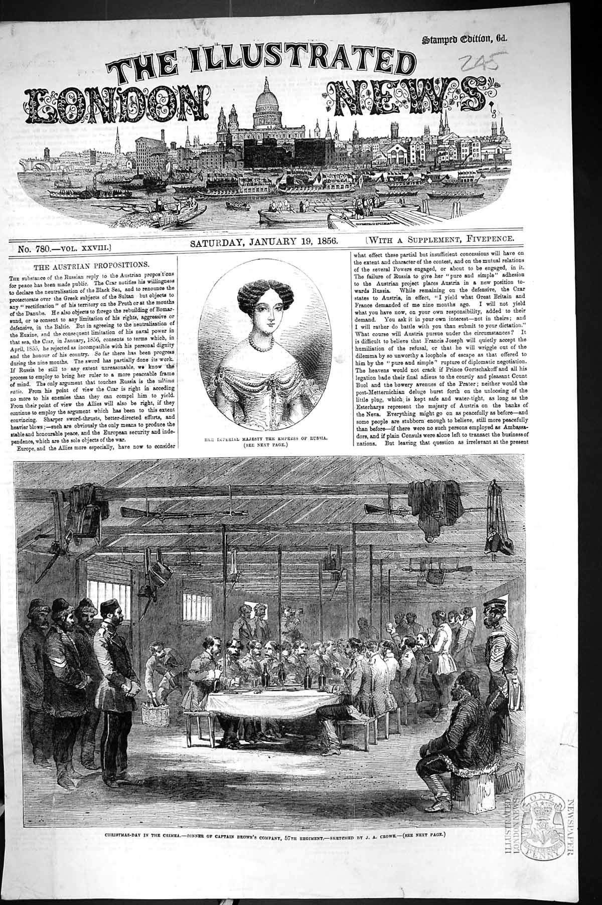 Old 1856 Majesty Empress Russia Christmas Crimea Dinner Captain Brown Victorian