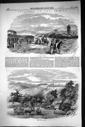 Original Old Antique Print 1855 Crimea War Village Baidar Siers Horses 19th