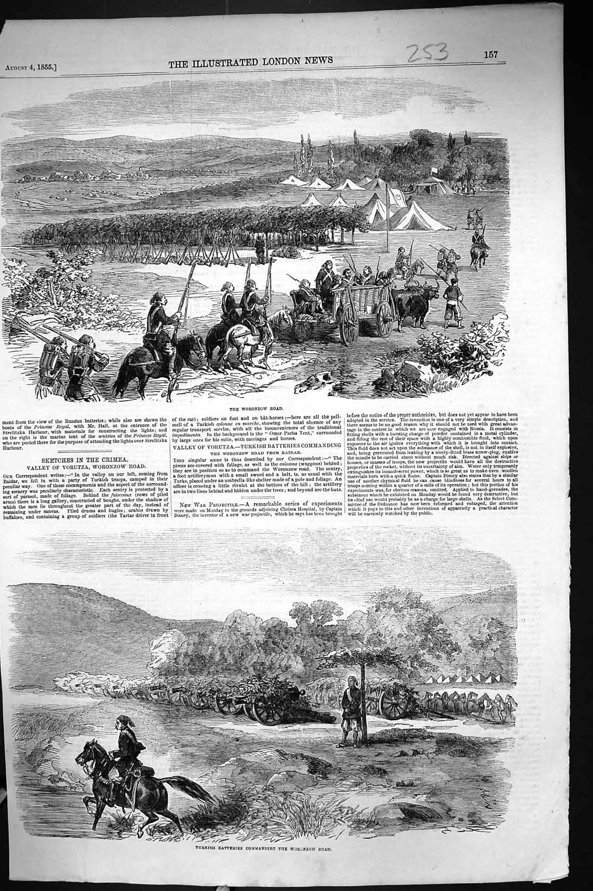 Old 1855 Woronzow Road Crimea War Turkish Batteries Commanding Vorutz Victorian