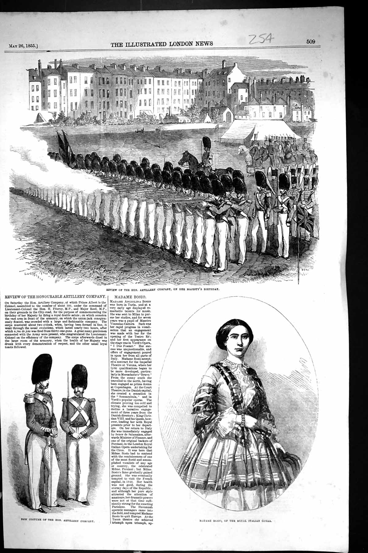 Old 1855 Madame Bosia Italian Opera Costume Artillery Company Review Victorian