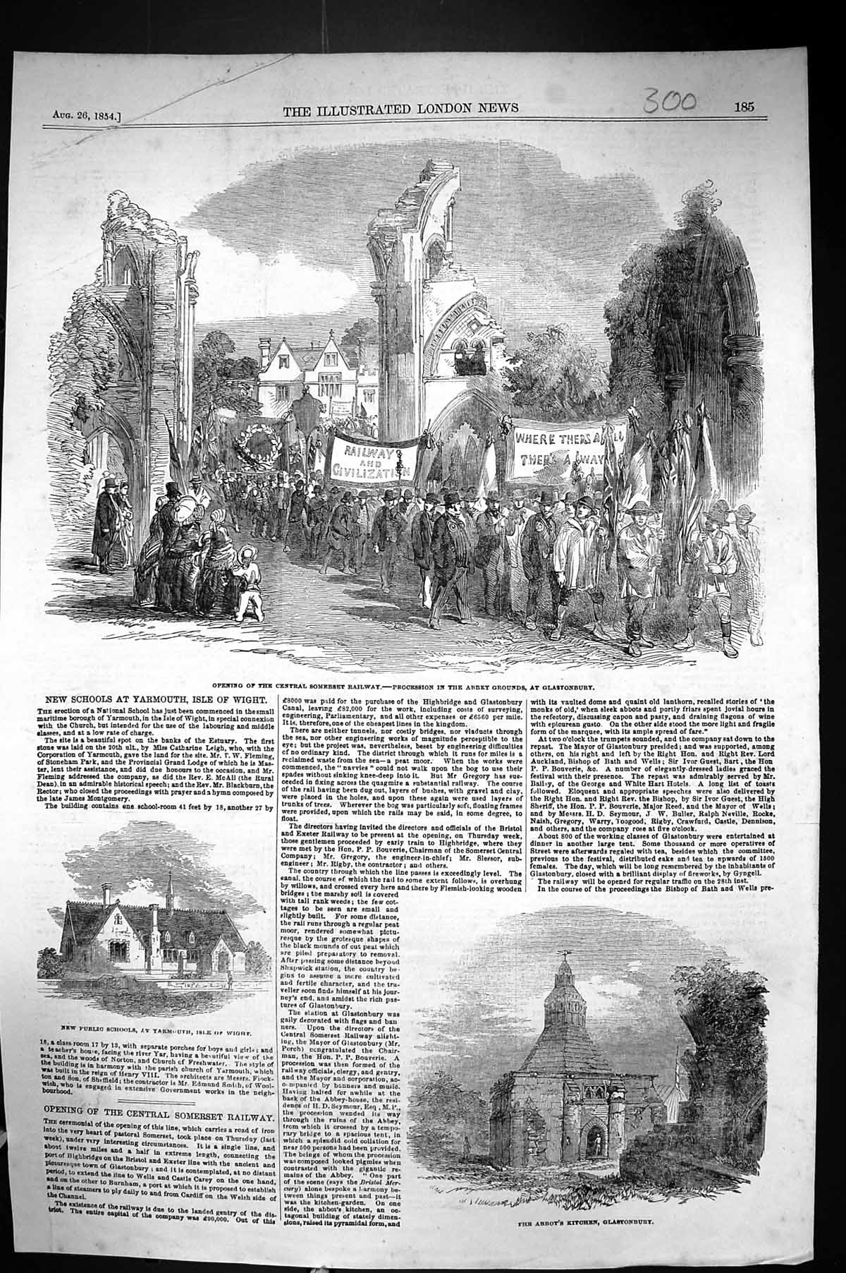 Old 1854 Central Somerset Railway Abbey Grounds Glastonbury Abbot'S K Victorian