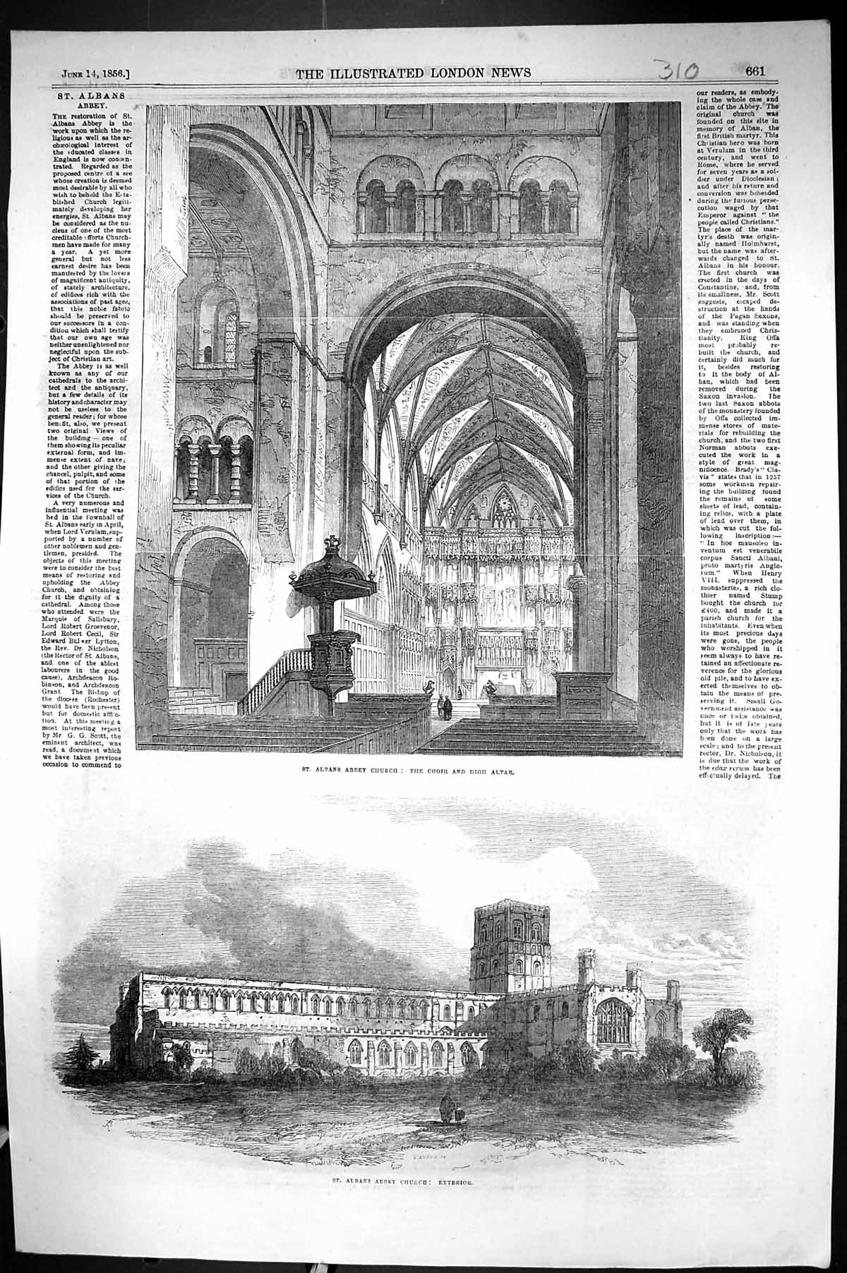 Old 1856 St. Alban'S Abbey Church Choir High Altar Exterior Architect Victorian