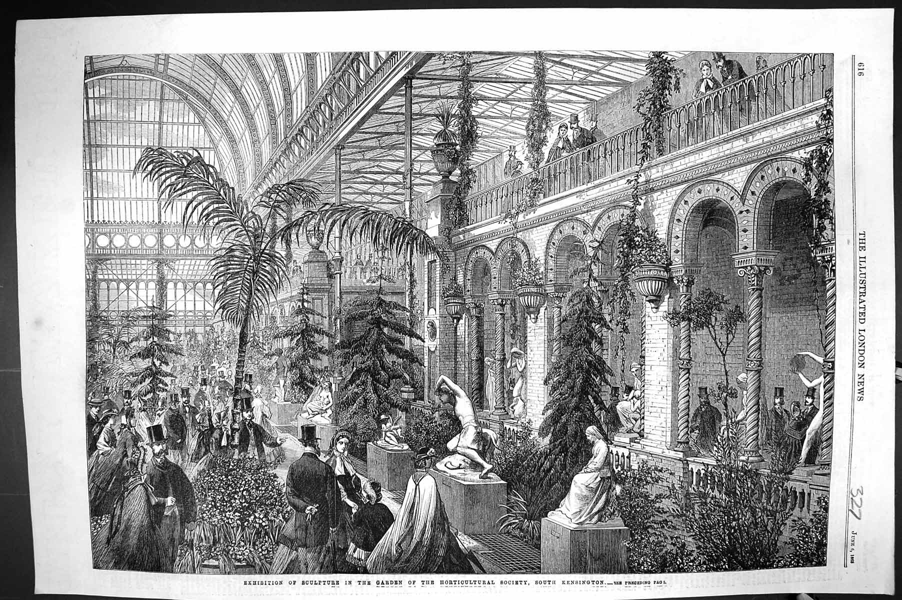 Old 1863 Exhibition Sculpture Garden Horticultural Society South Kens Victorian
