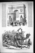 Old 1858 Cherbourg Fetes Triumphal Arch Camel Jingalls Horse Natives Victorian