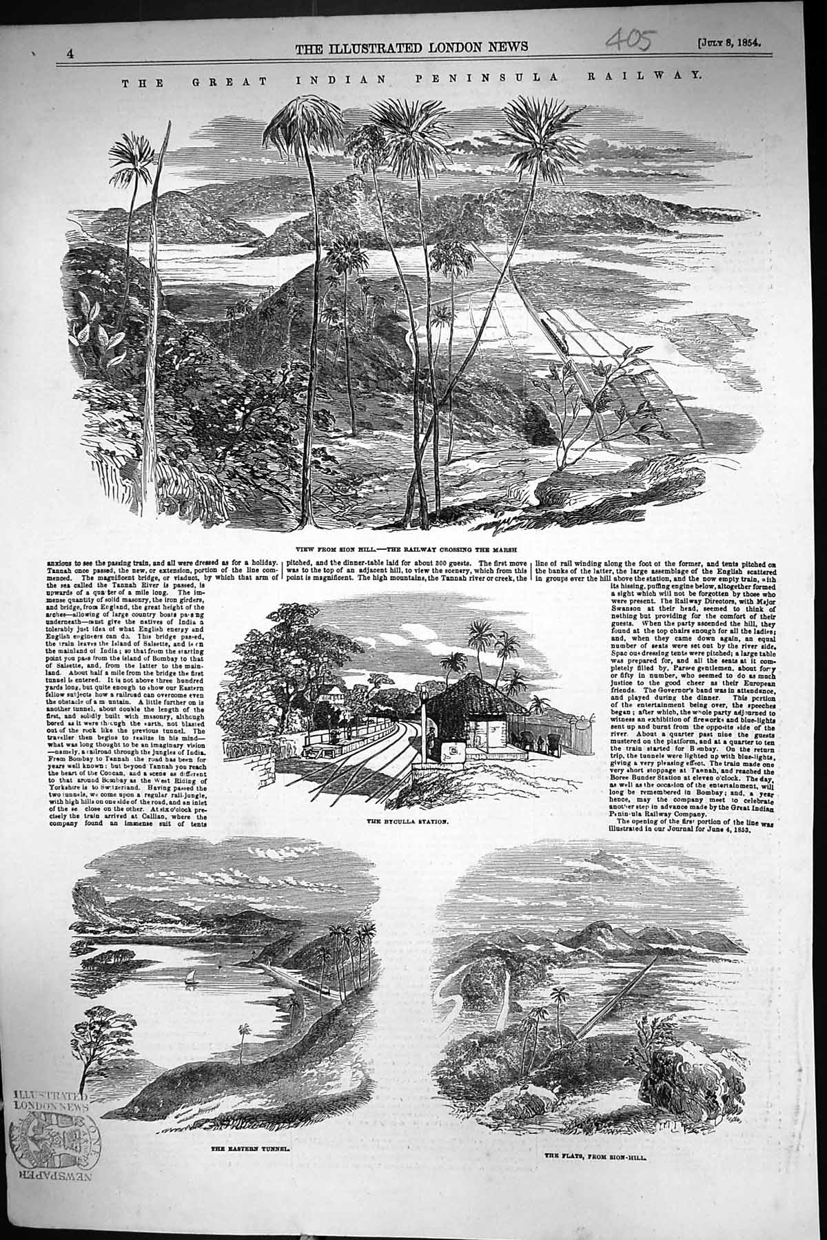 Old 1854 Indian Peninsula Railway Sion Hill Byculla Station Eastern T Victorian