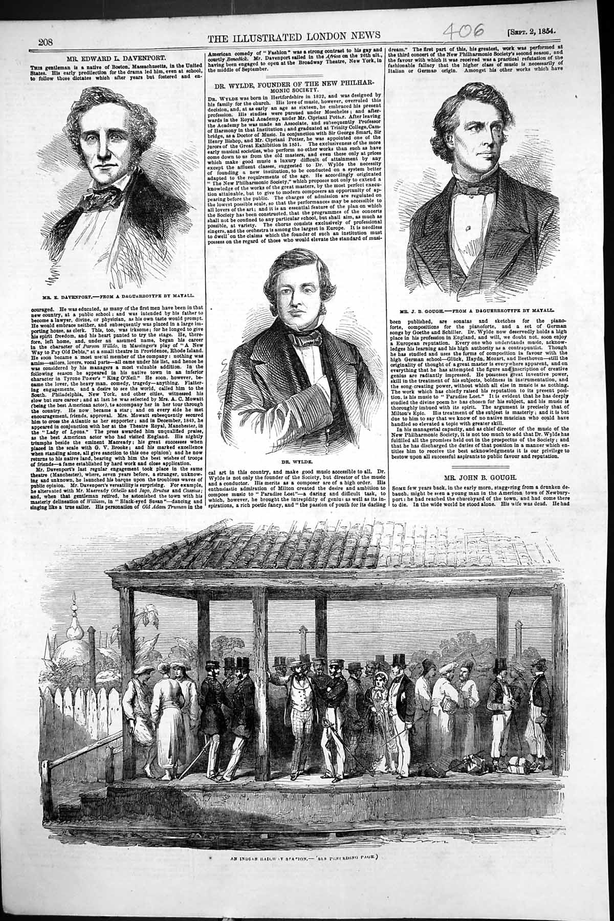 Old 1854 Edward Davenport Dr. Wylde John Gough Indian Railway Station Victorian