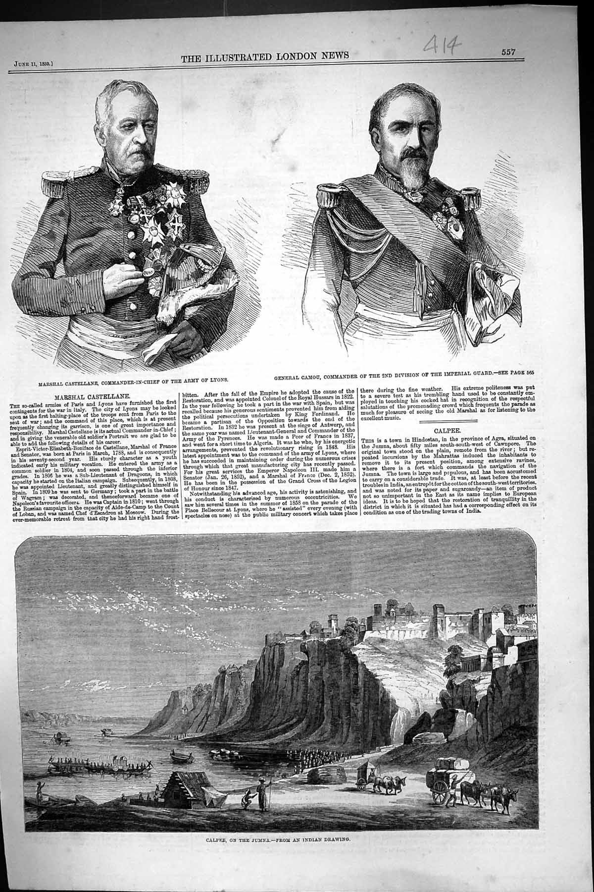 Old 1859 Marshal Castellane Commander-In-Chief Army Lyons Camou Calpe Victorian