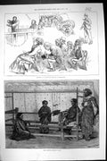 Old 1875 Revivalist Meeting Birmingham Girls Weaving Sarango Java Ind Victorian