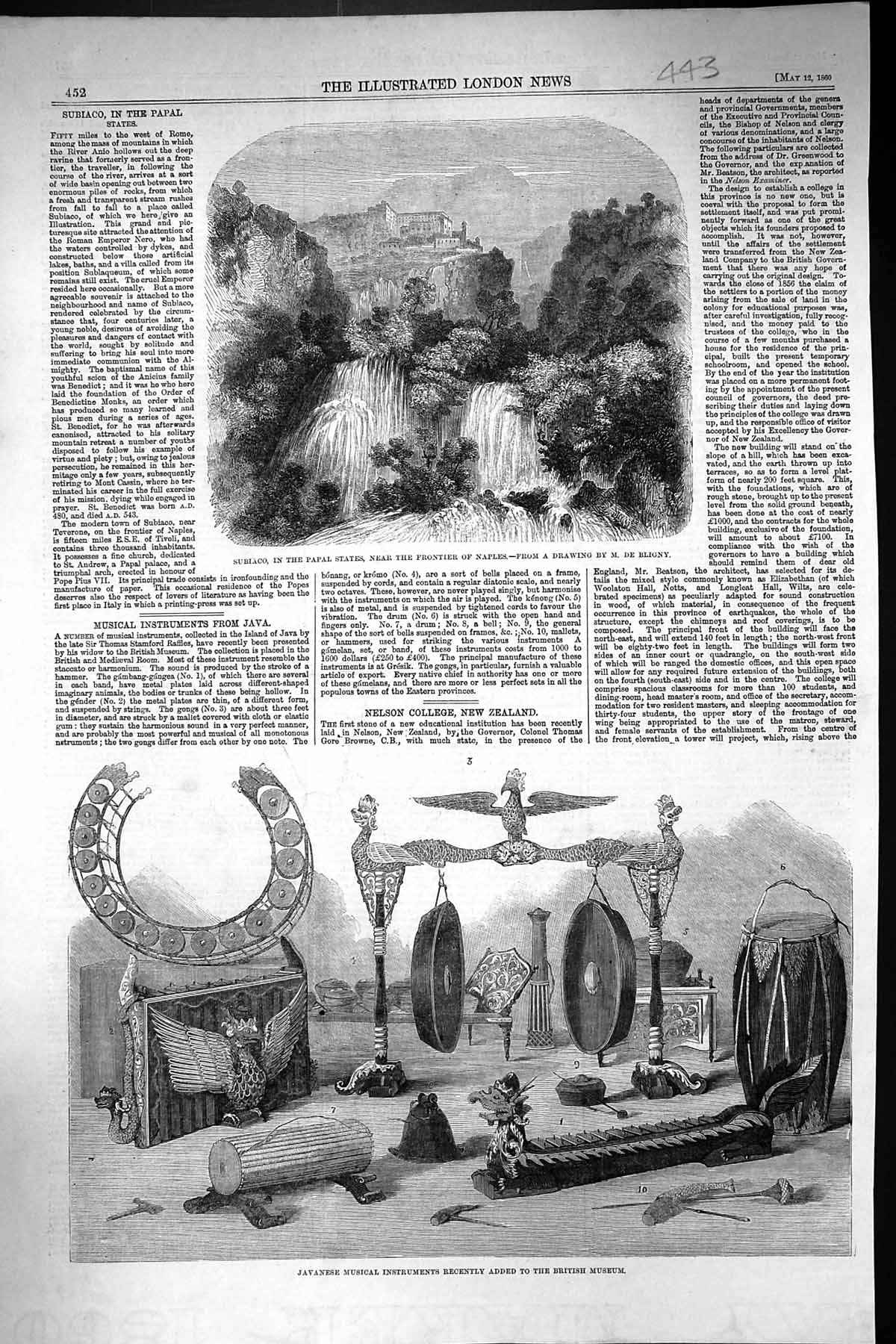 Old 1860 Subiaco Papal States Frontier Naples Javanese Musical Instru Victorian
