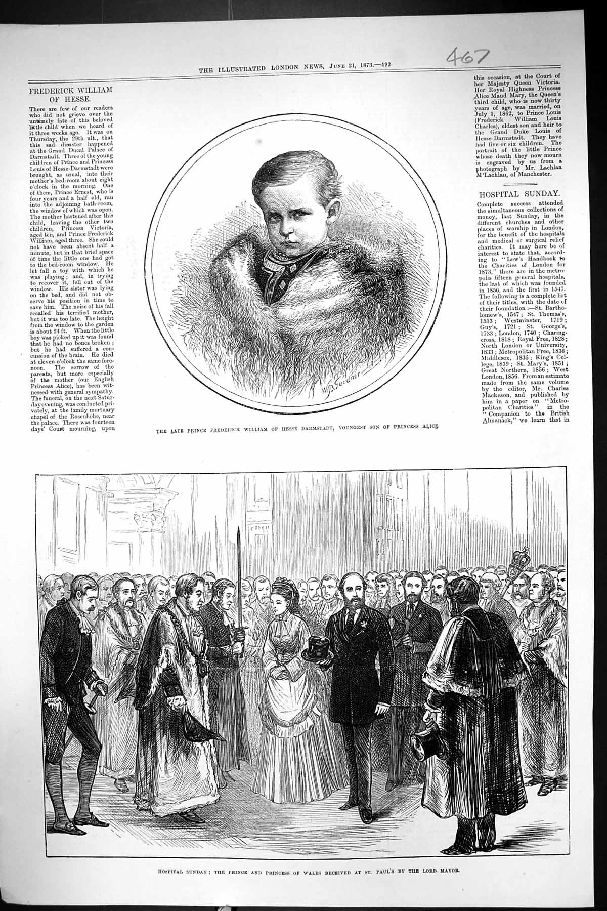 Old 1873 Prince Frederick William Hesse Darmstadt Wales St. Paul'S Lo Victorian