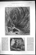 Old Antique Print 1873 Japan China Cave Moshima Sanpan Shanghai Simpson 19th