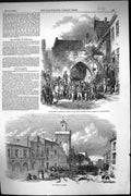 Old Print 1849 Fortress Rendsburg Scene Conflict Brescia War Roman Brizia 19th
