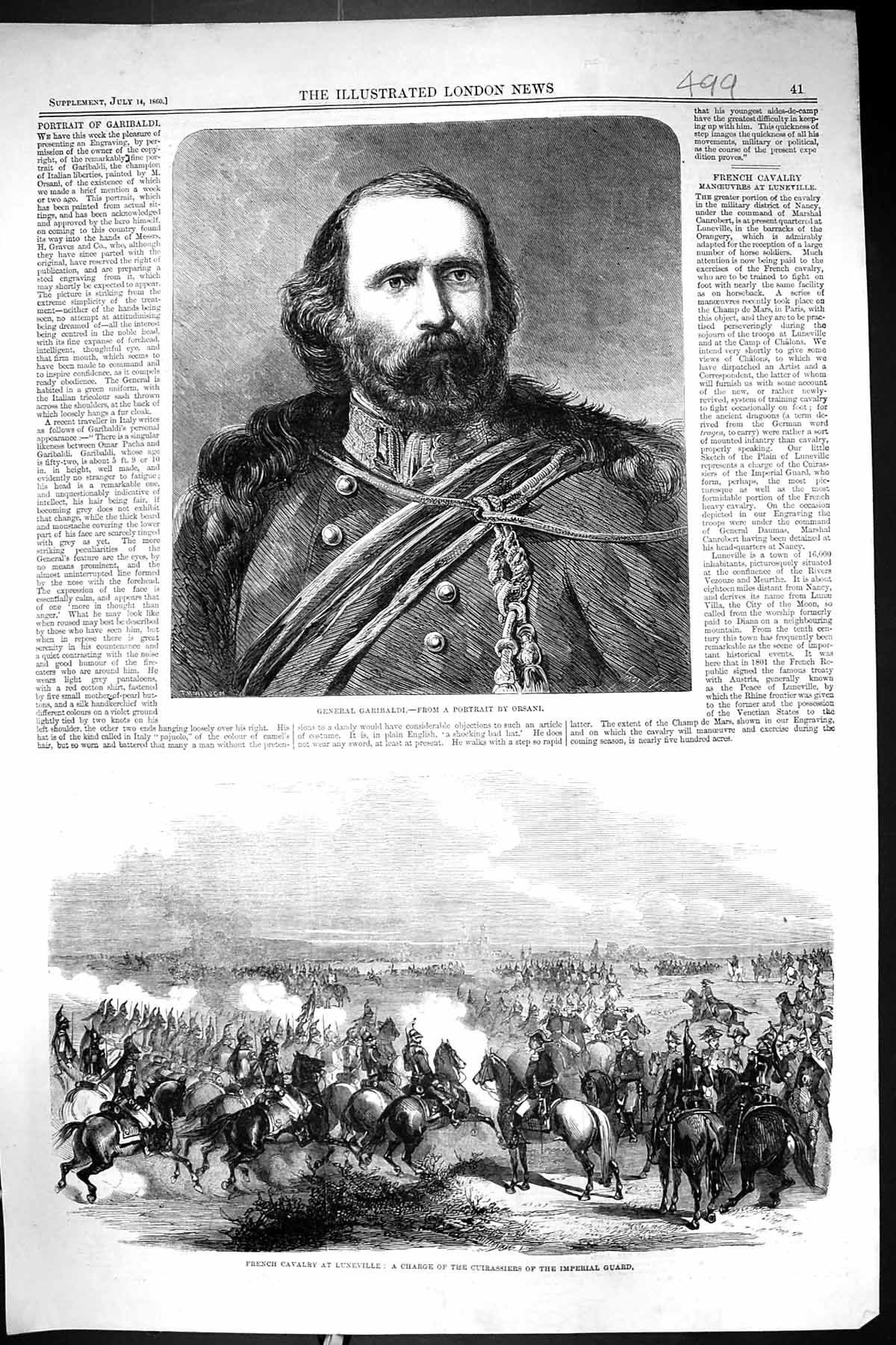 Old 1860 General Garibaldi French Cavalry Luneville Cuirassiers Imper Victorian