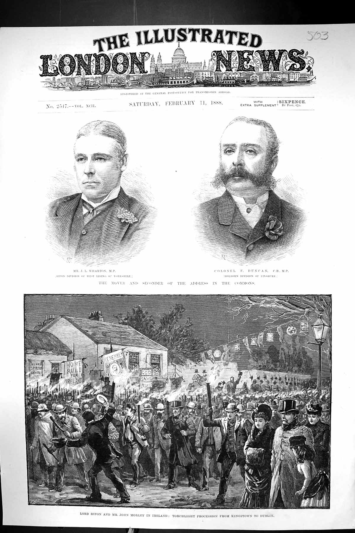 Old 1888 Commons Wharton Colonel Duncan Finsbury Lord Ripon Ireland M Victorian
