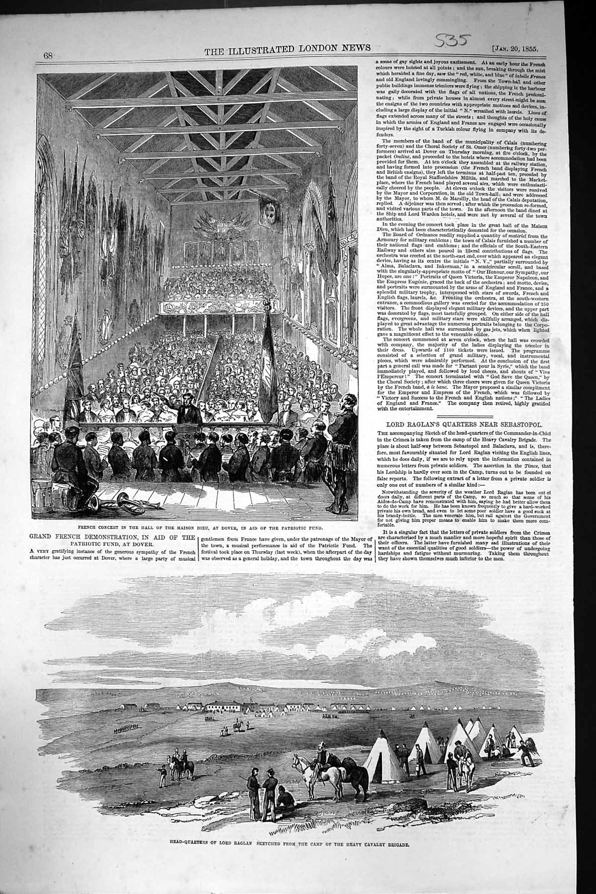 Old 1855 French Concert Hall Maison Dieu Dover Lord Raglan Camp Caval Victorian