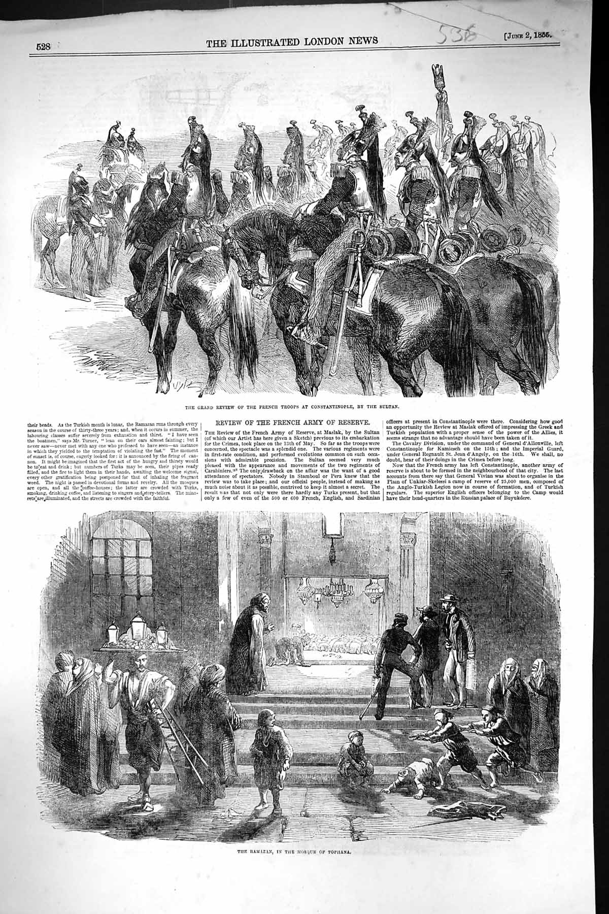 Old 1855 Ramazan Mosque Tophana Review French Troops Constantinople S Victorian