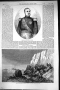 Antique Old Print 1856 King Sicily Ferdinand Earthquake Puzzuoli Sea Cliffs