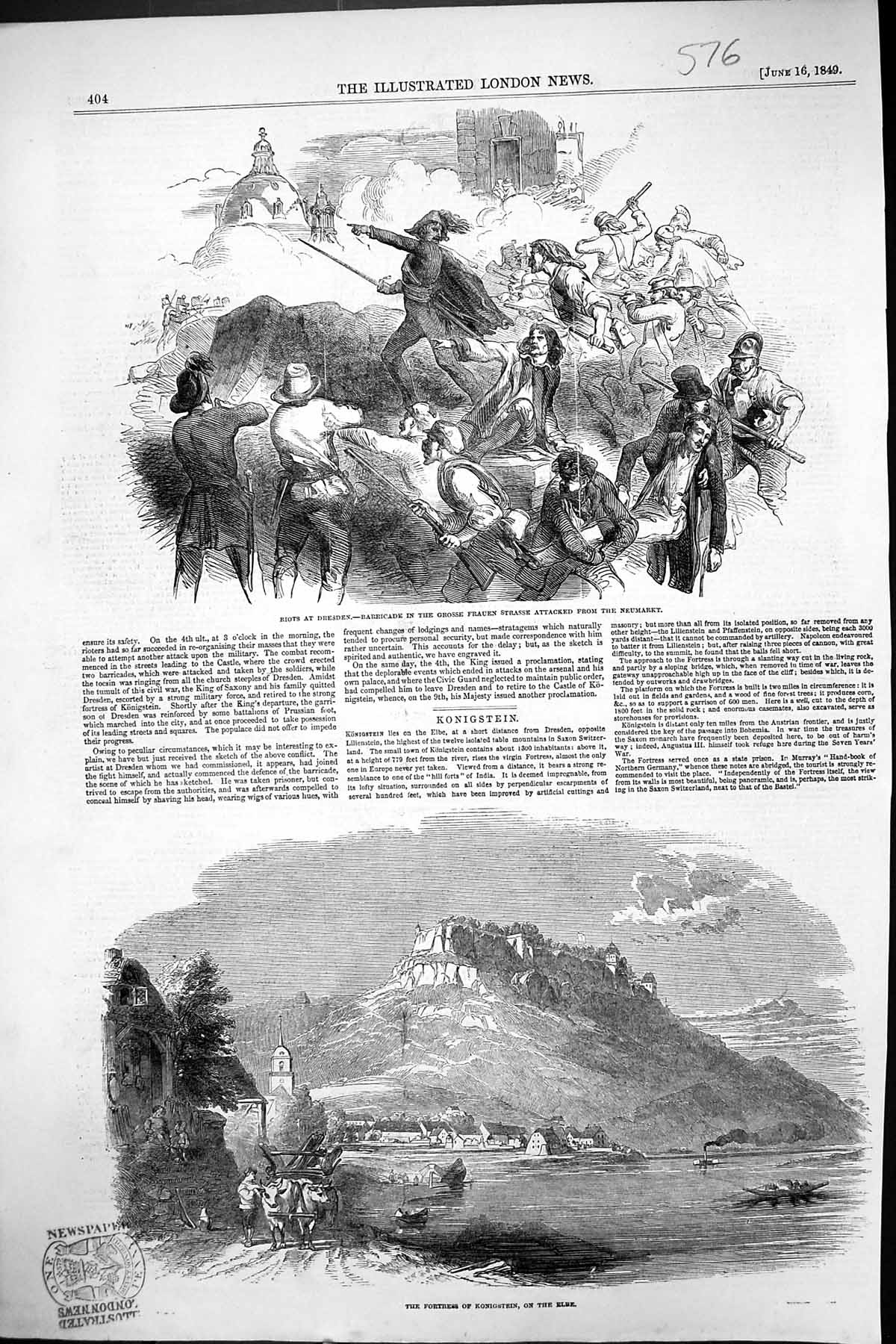 Old 1849 Riots Dresden Grosse Frauen Strasse Neumarkt Fortress Konigs Victorian