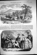 Old 1856 Paris Ladies Fashion September Finishing Feast Mayor Water-C Victorian
