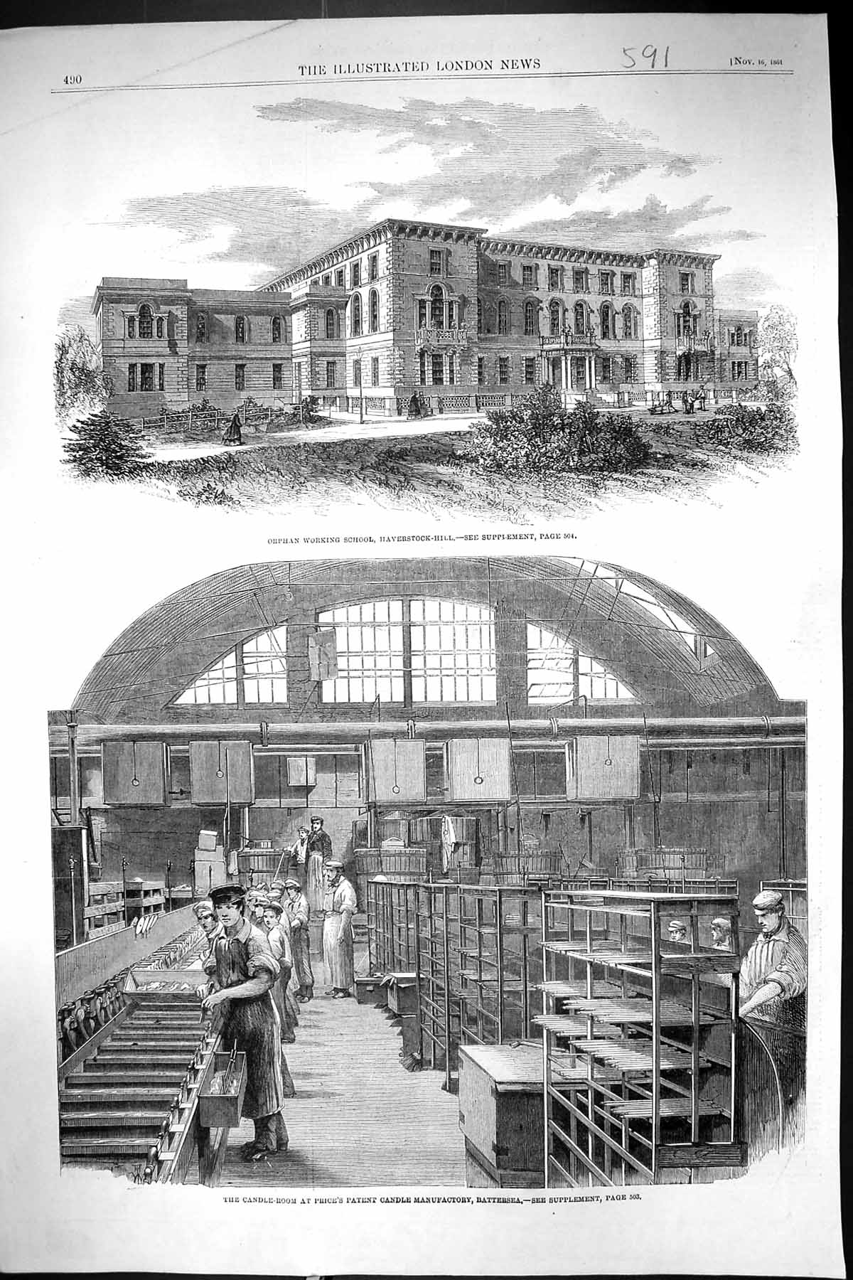 Old 1861 Orphan Working School Haverstock Hill Candle Price Patent Ba Victorian