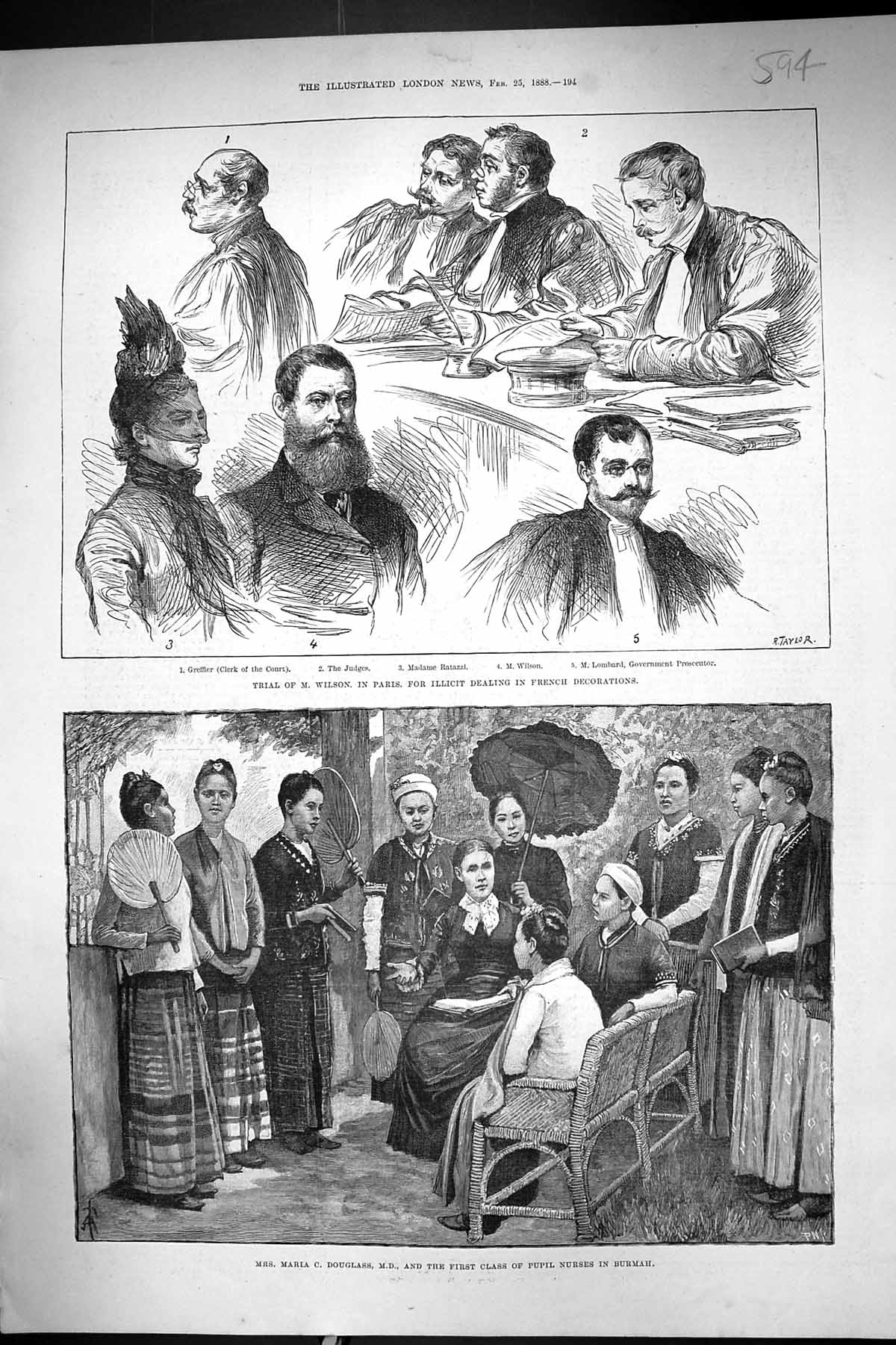 Old 1888 Court Trial Wilson Ratazzi Greffier Lombard Maria Douglass N Victorian