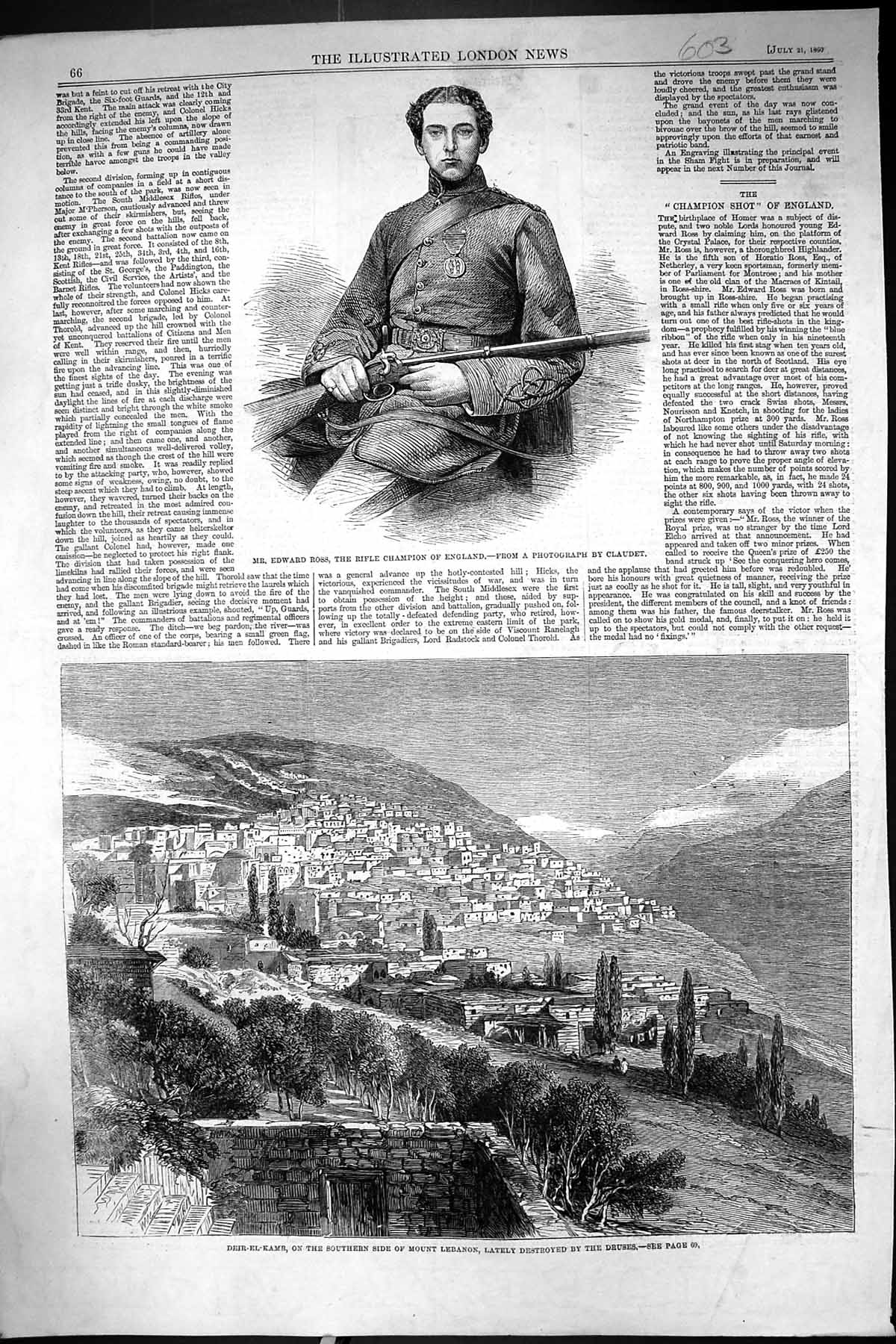 Old 1860 Edward Ross Rifle Champion England Deir-El-Kamr Mount Lebano Victorian