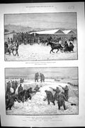 Old Print 1888 Austrian Siers War Fortification Snow Praga Suburb Warsaw 19th
