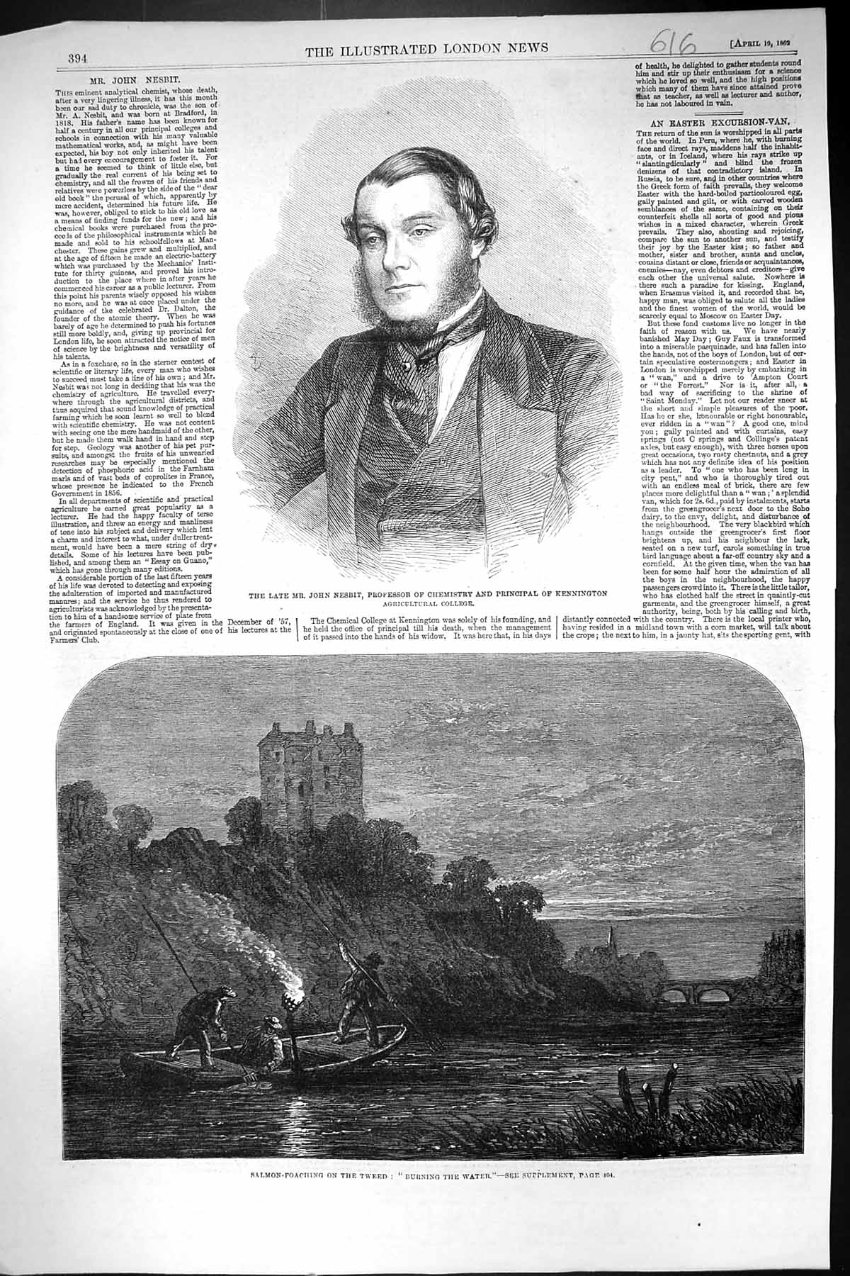 Old 1862 John Nesbit Professor Chemistry Kennington Salmon Poaching R Victorian