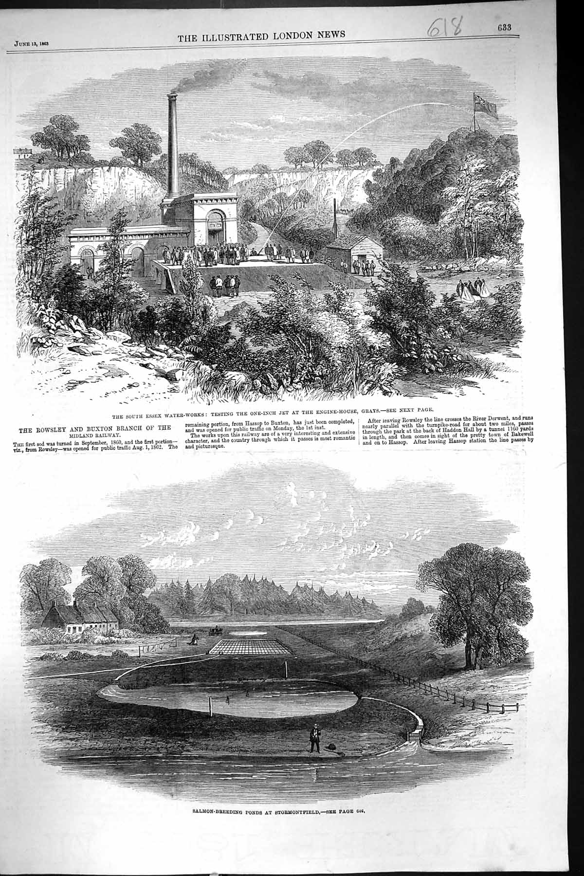 Old 1863 Essex Water-Works Jet Engine-House Grays Salmon Breeding Sto Victorian