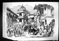 Antique Old Print 1858 Scene Bazaar Oodipoor Rajpootana Indian People Animals