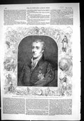 Original Old Antique Print 1852 Portrait Duke Wellington Salter Harvey Border