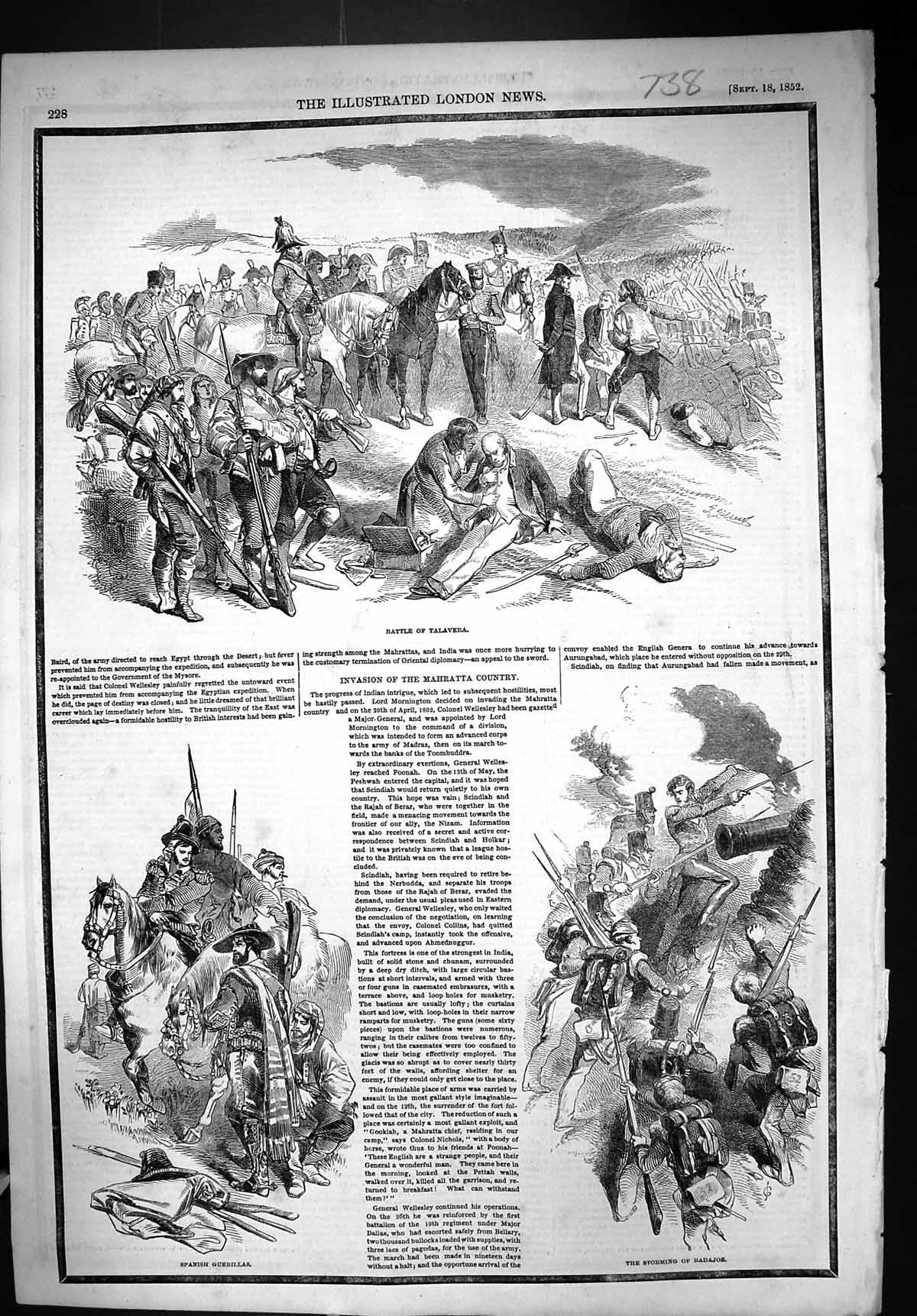 Old 1852 Battle Talavera Invasion Mahratta Country Storming Badajoz G Victorian