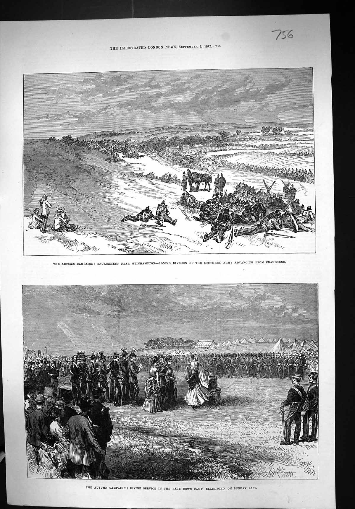 Old 1872 Autumn Campaign Race Down Camp Blandford Witchampton Cranbor Victorian